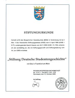 Stiftung Deutsche Studentengeschichte Stiftungsurkunde.jpg