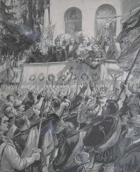 Datei:Huldigung der Studenten vor Bismarck.jpg
